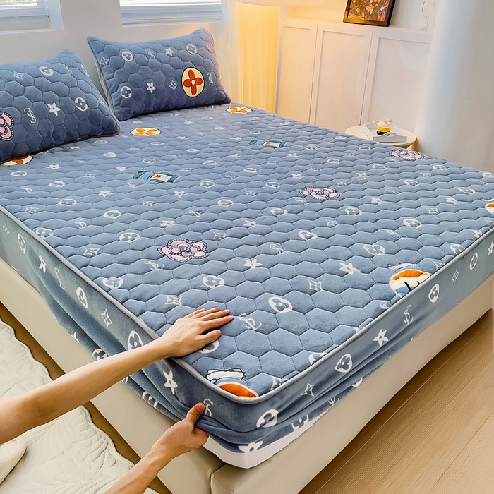 91家纺网 家纺一手货源 找家纺 （总）情煊家纺 2024新款保暖牛奶绒夹棉床笠-床笠款牛奶绒床笠三件套