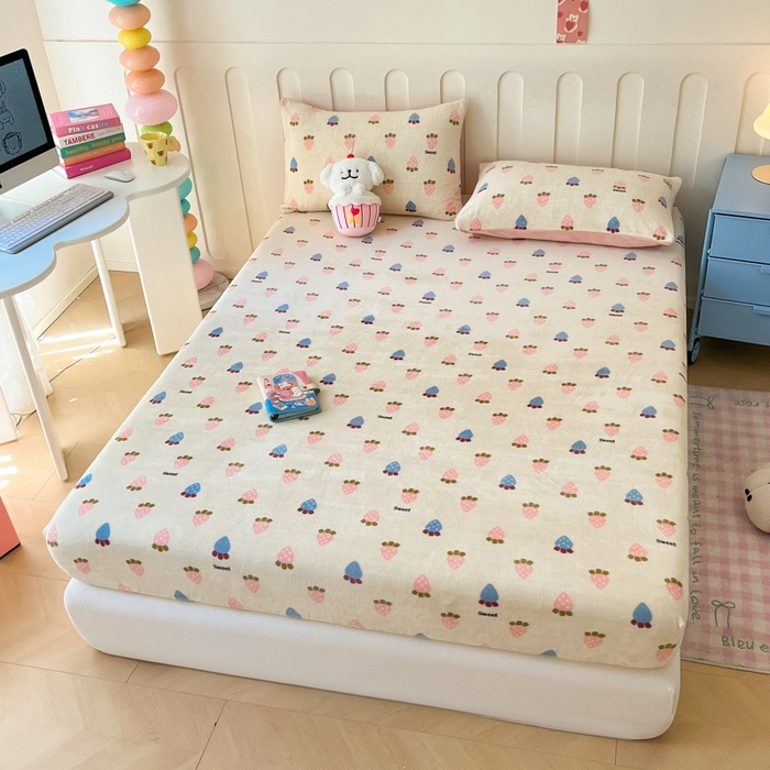 91家纺网 家纺一手货源 找家纺  星座家纺 2025新款小清新牛奶绒单床笠 小萝卜