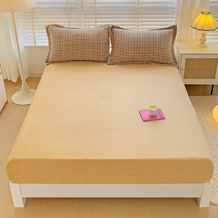 91家纺网 家纺一手货源 找家纺 （总）简一 2024新款牛奶绒无印风ins风方格系列-单床笠