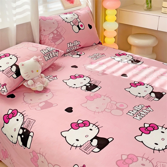 91家纺网 家纺一手货源 找家纺 名兮家居 2024新款正版授权经典奥特曼-三丽鸥全棉床单【含防伪标】 爱心kt