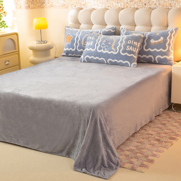 91家纺网 家纺一手货源 找家纺 慕梵家居 2024新款雪花绒卡通四件套 恐龙蓝