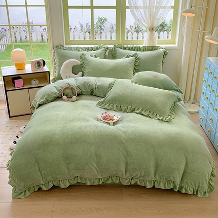 91家纺网 家纺一手货源 找家纺 （总）喜梦缘家纺  2025新款直播热款高克重韩版牛奶绒四件套婚庆四件套双拼四件套