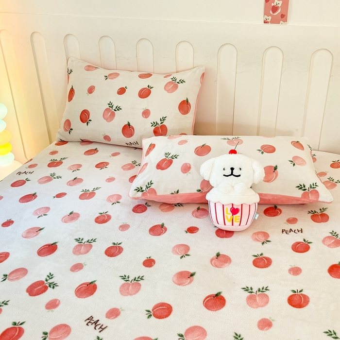 91家纺网 家纺一手货源 找家纺  星座家纺 2025新款小清新牛奶绒单床笠 水果派