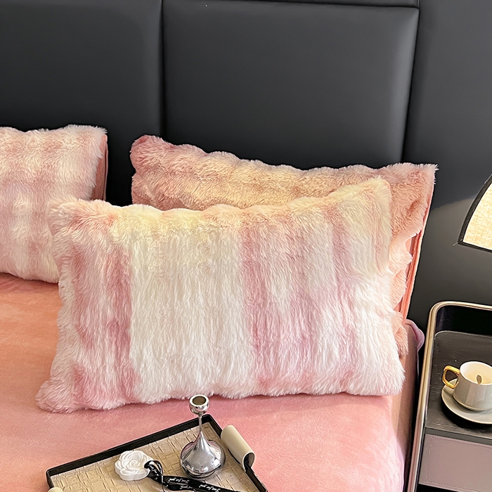 91家纺网 家纺一手货源 找家纺 金爱家 2024新品全消光A类纯色獭兔毛绒立体牛奶绒四件套-七彩泡泡 七彩泡泡粉