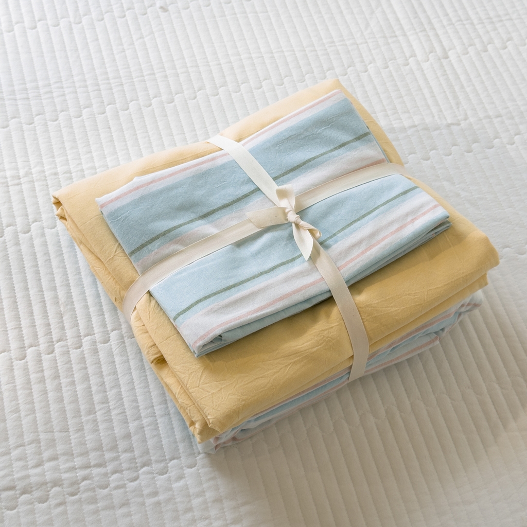 91家纺网 家纺一手货源 找家纺 久典家居 2024新款水洗棉条纹系列单被套 童话蓝