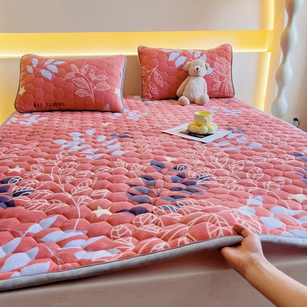 91家纺网 家纺一手货源 找家纺 （总）情煊家纺 2024新款A类牛奶绒夹棉床垫牛奶绒床垫三件套