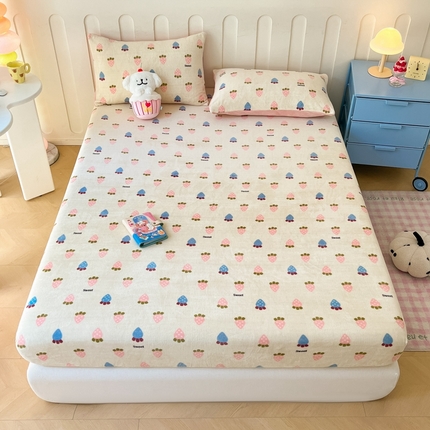 91家纺网 家纺一手货源 找家纺  星座家纺 2025新款小清新牛奶绒单床笠 小萝卜