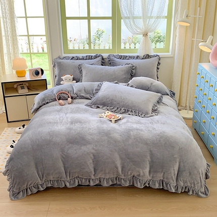 91家纺网 家纺一手货源 找家纺 （总）喜梦缘家纺  2025新款直播热款高克重韩版牛奶绒四件套婚庆四件套双拼四件套