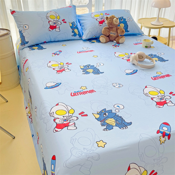 91家纺网 家纺一手货源 找家纺 名兮家居 2024新款正版授权经典奥特曼-三丽鸥全棉床单【含防伪标】 奥特勇士