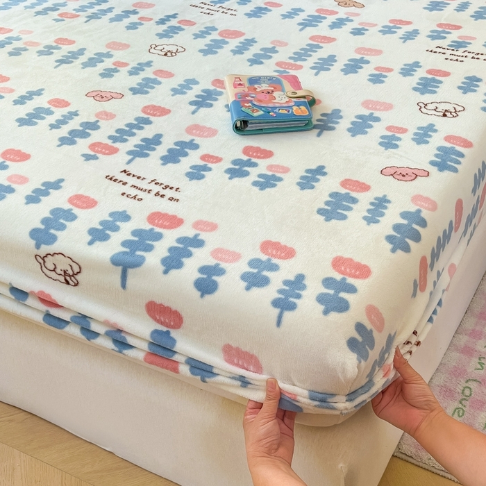 91家纺网 家纺一手货源 找家纺  星座家纺 2025新款小清新牛奶绒单床笠 花束