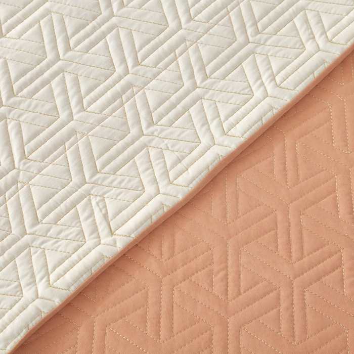 91家纺网 家纺一手货源 找家纺 OL家纺 2024新款磨毛暖绒床盖夹棉四件套刺绣轻奢风 橘黄色