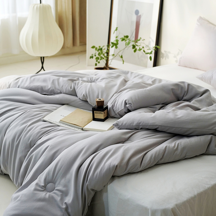 91家纺网 家纺一手货源 找家纺 欧夏家纺 2024新款日式素棉提花大豆被明太西川 灰色