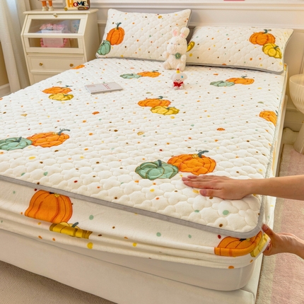 丝羽坊 2024新款A类加厚牛奶绒夹棉床笠 小南瓜