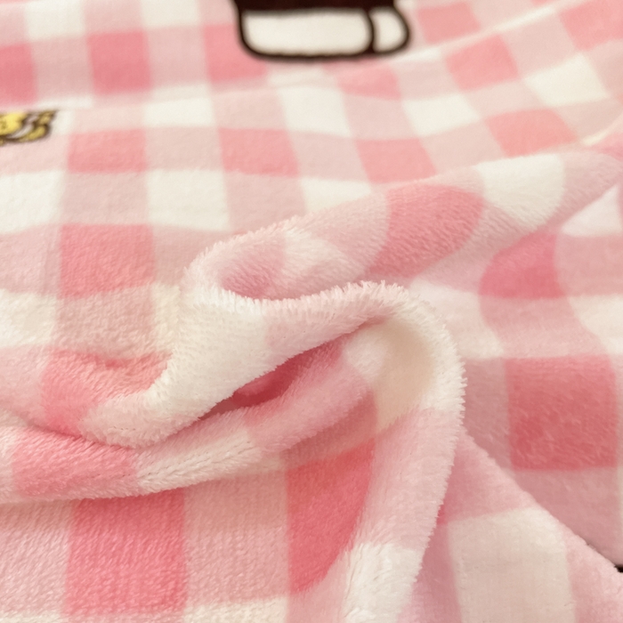 91家纺网 家纺一手货源 找家纺 桃子家居 2024新款三丽鸥卡通加厚高克重200克牛奶绒系列四件套 绒三丽鸥-粉格kitty