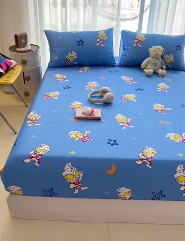 91家纺网 家纺一手货源 找家纺 名兮家居 2024新款正版授权经典奥特曼-三丽鸥全棉印花床笠【含防伪标】 艾斯奥特曼