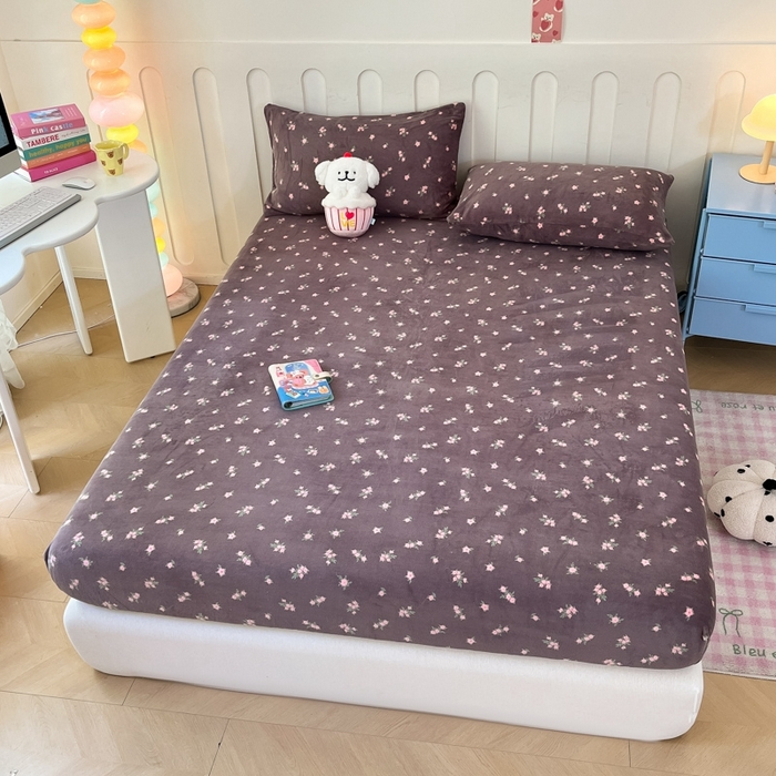 91家纺网 家纺一手货源 找家纺  星座家纺 2025新款小清新牛奶绒单床笠 小碎花