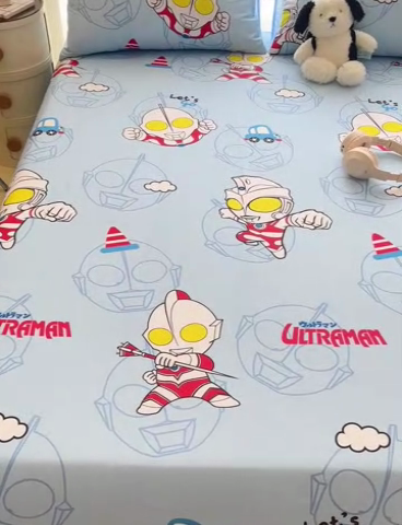 91家纺网 家纺一手货源 找家纺 名兮家居 2024新款正版授权经典奥特曼-三丽鸥全棉床单【含防伪标】 奥特兄弟