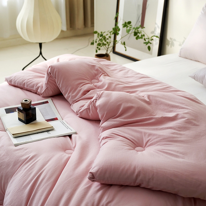 91家纺网 家纺一手货源 找家纺 欧夏家纺 2024新款日式素棉提花大豆被明太西川 豆沙色