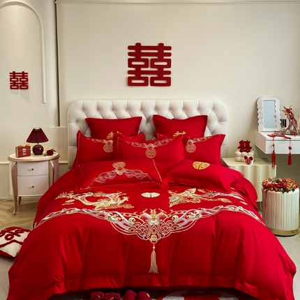 91家纺网 家纺一手货源 找家纺 （总）欧乐蒂 2025新款亲肤棉婚庆刺绣四件套系列