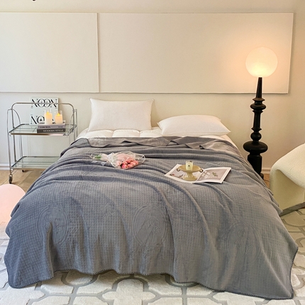 91家纺网 家纺一手货源 找家纺 （总）胜权家纺 2024秋冬新款A类加厚双层婴儿绒复合雕花牛奶绒多功能毛毯盖毯空调毯子