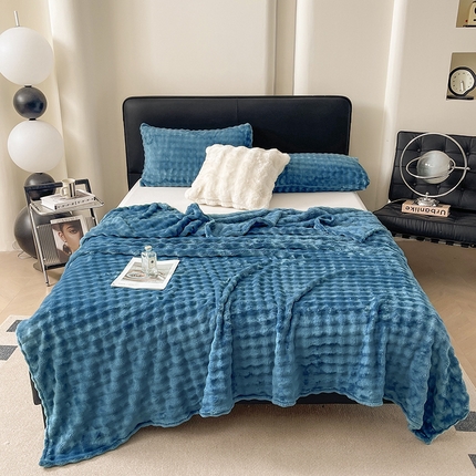 91家纺网 家纺一手货源 找家纺 （总）大元 2025新款仿兔毛泡泡毛毯牛奶绒毛毯午睡毯