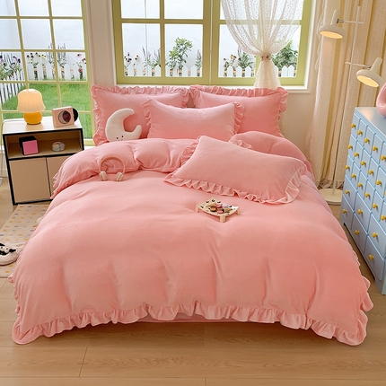 91家纺网 家纺一手货源 找家纺 （总）喜梦缘家纺  2025新款直播热款高克重韩版牛奶绒四件套婚庆四件套双拼四件套