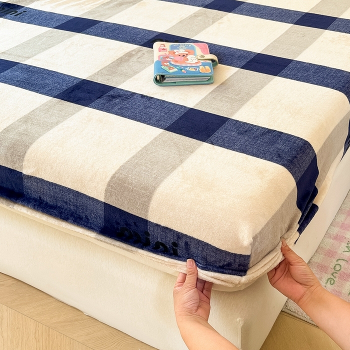 91家纺网 家纺一手货源 找家纺  星座家纺 2025新款小清新牛奶绒单床笠 英伦风