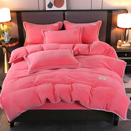 91家纺网 家纺一手货源 找家纺 （总）董成龙 2024新款高克重纯色牛奶绒法莱绒金貂貂狐床笠款四件套