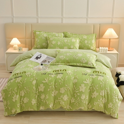 91家纺网 家纺一手货源 找家纺 总-梦之星 2025新款8斤重牛奶绒6D雕花绒四件套法莱水晶金貂