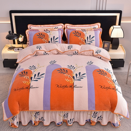 91家纺网 家纺一手货源 找家纺 佳品居 2025新款8斤床裙款牛奶绒四件套 金枝玉叶