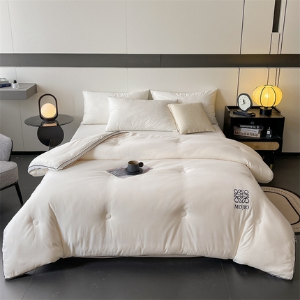 91家纺网 家纺一手货源 找家纺 一加一 2025新款黑边立体刺绣大豆被 白色