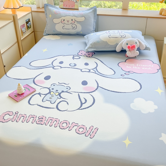 91家纺网 家纺一手货源 找家纺 博雅 2024新款三丽鸥全棉大版印花床笠系列 全棉大版-云朵玉桂狗