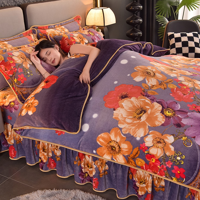 91家纺网 家纺一手货源 找家纺 佳品居 2025新款7斤牛奶绒四件套 富贵牡丹