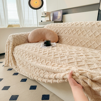 91家纺网 家纺一手货源 找家纺 （总）可恩欣 2025新款高克重加厚塔芙绒立体提花沙发毯【跨境供货】可真空压缩