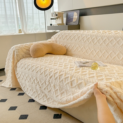 91家纺网 家纺一手货源 找家纺 （总）可恩欣 2025新款高克重加厚塔芙绒立体提花沙发毯【跨境供货】可真空压缩