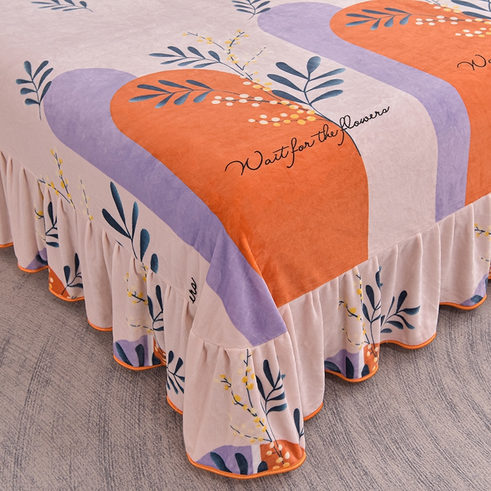 91家纺网 家纺一手货源 找家纺 佳品居 2025新款8斤床裙款牛奶绒四件套 金枝玉叶