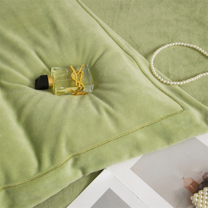 91家纺网 家纺一手货源 找家纺 优姿家纺 2025新款全消光10斤牛奶绒宽边绣花保暖四件套 花季-抹茶绿