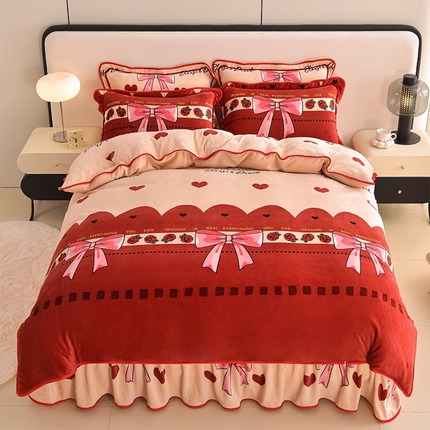 91家纺网 家纺一手货源 找家纺 佳品居 2025新款7斤牛奶绒四件套 甜蜜之恋