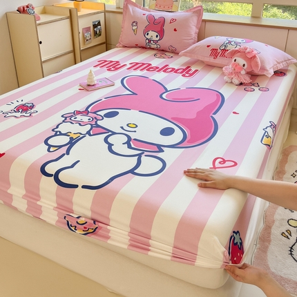 91家纺网 家纺一手货源 找家纺 博雅 2024新款三丽鸥全棉大版印花床笠系列 全棉大版-甜筒美乐蒂