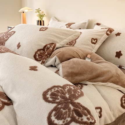 91家纺网 家纺一手货源 找家纺 （总）川悦生活 2024新款高克重提花牛奶绒四件套