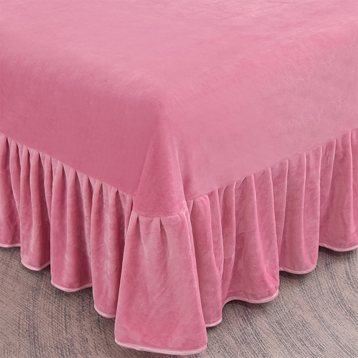 91家纺网 家纺一手货源 找家纺 佳品居 2025新款8斤床裙款牛奶绒四件套 露娜粉