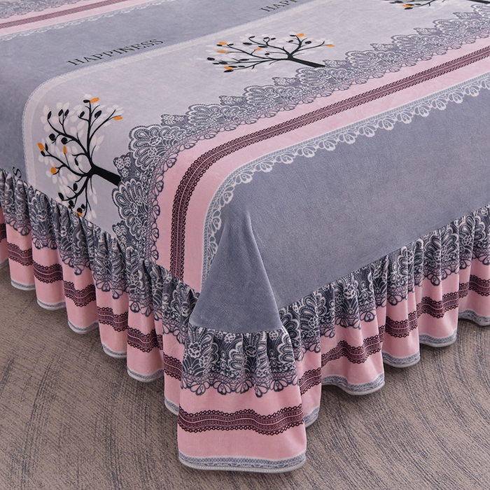 91家纺网 家纺一手货源 找家纺 佳品居 2025新款8斤床裙款牛奶绒四件套 幸福树