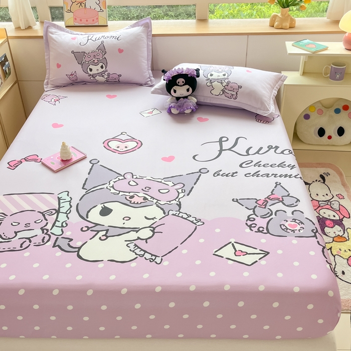 91家纺网 家纺一手货源 找家纺 博雅 2024新款三丽鸥全棉大版印花床笠系列 全棉大版-晚安库洛米