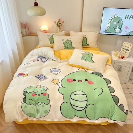 91家纺网 家纺一手货源 找家纺 （总）孩子王家纺 2025新款专版花色太空人大版卡通学生宿舍双面加厚牛奶绒系列四件套--提供买家秀