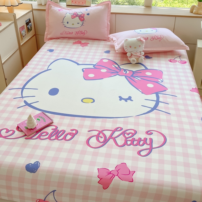 91家纺网 家纺一手货源 找家纺 博雅 2024新款三丽鸥全棉大版印花床笠系列 全棉大版-俏皮KT