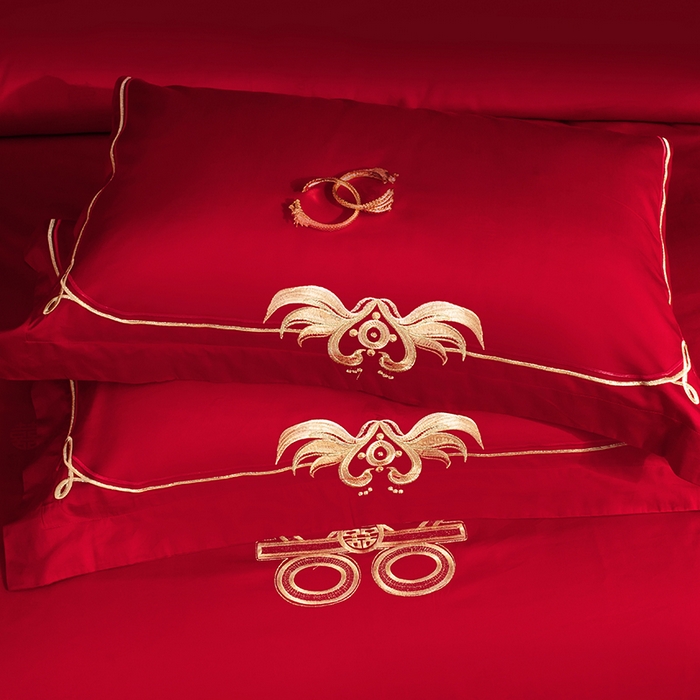 91家纺网 家纺一手货源 找家纺 张公子婚庆馆 2025新款舒适长绒棉婚庆系列四件套 花开富贵（金）