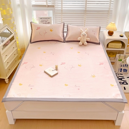 91家纺网 家纺一手货源 找家纺 （总）金盛纺24款A类600D数码印花冰丝席凉席三件套-床席款（可定制）