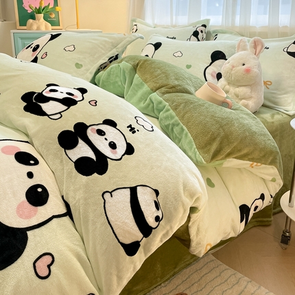 91家纺网 家纺一手货源 找家纺 （总）2024新款高克重牛奶绒四件套-夜景