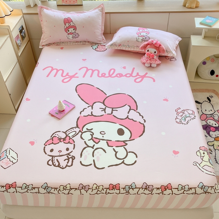 91家纺网 家纺一手货源 找家纺 博雅 2024新款三丽鸥全棉大版印花床笠系列 全棉大版-木马美乐蒂