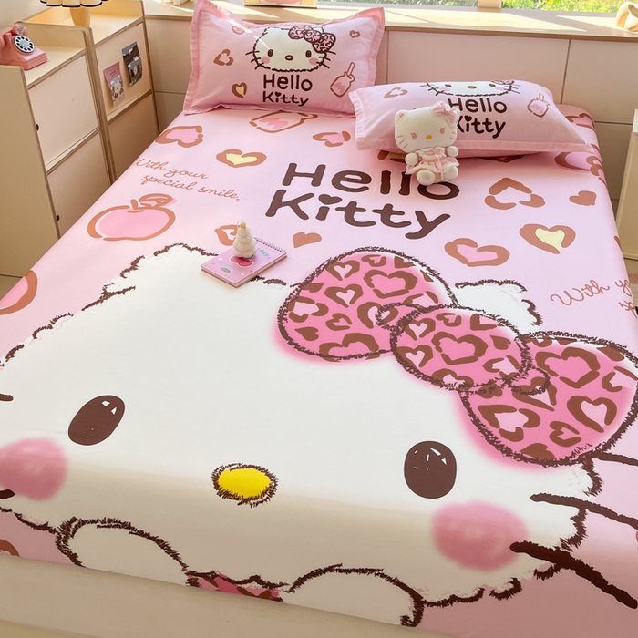 91家纺网 家纺一手货源 找家纺 博雅 2024新款三丽鸥全棉大版印花床笠系列 全棉大版-甜酷KT